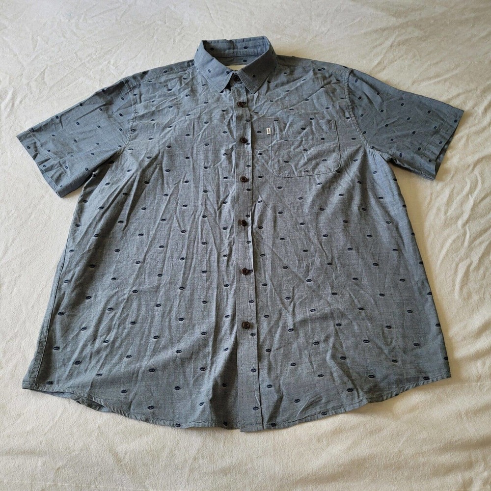 Katin Short Sleeve Button Down Shirt Size Medium Blue Woven Geometric Pattern